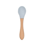 2PCS Bamboo Training Spoons Organic Soft Baby Feeding Silicone Tip Spoon Scoop Easy Grip Handle Toddlers Infant Gifts For Parents And Baby Boys Or Girls