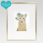 Boho Baby Lion Cub Watercolor Print - Lindsay Ann Artistry