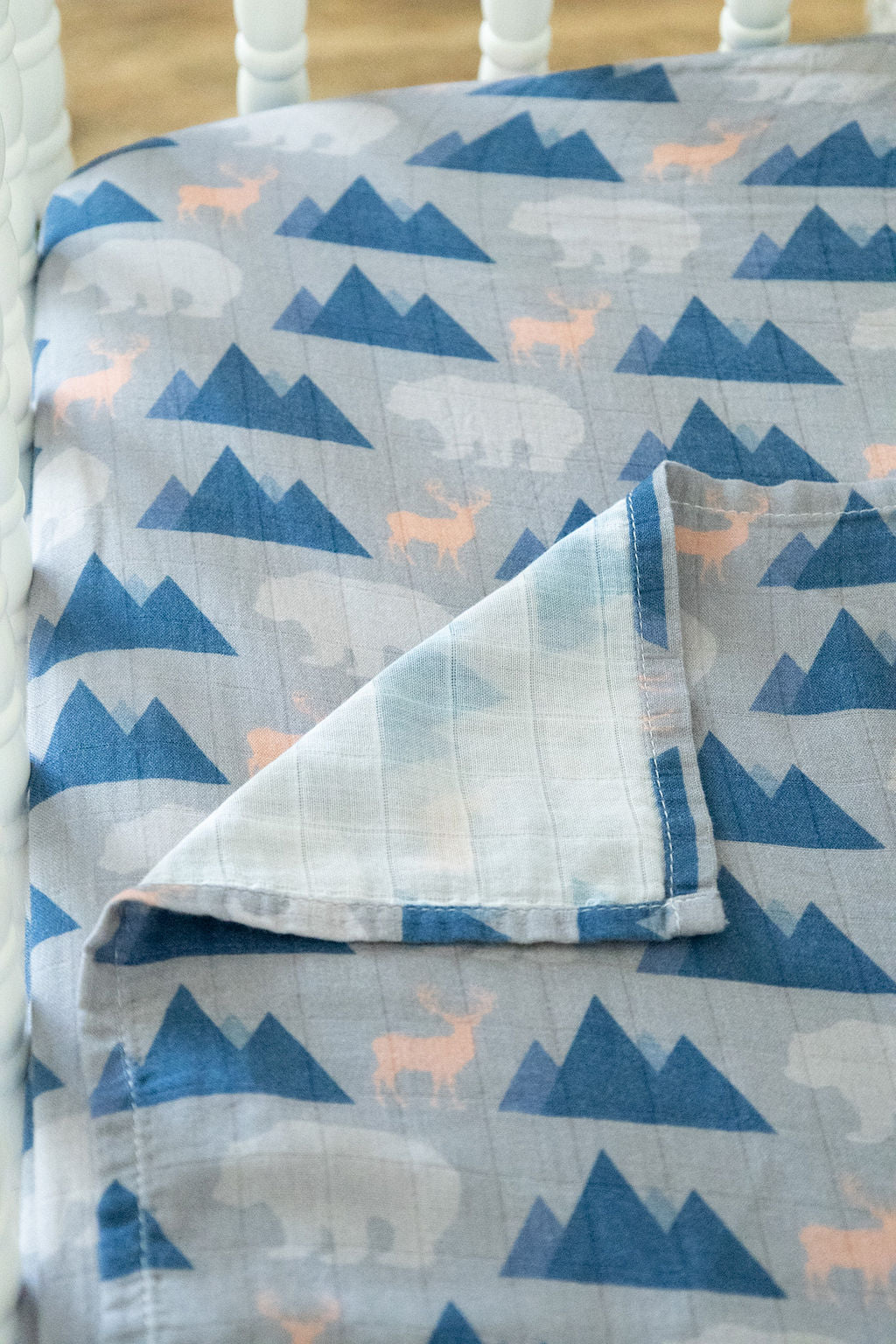 Organic Bamboo Cotton Muslin Crib Sheet in Rustic Retreat