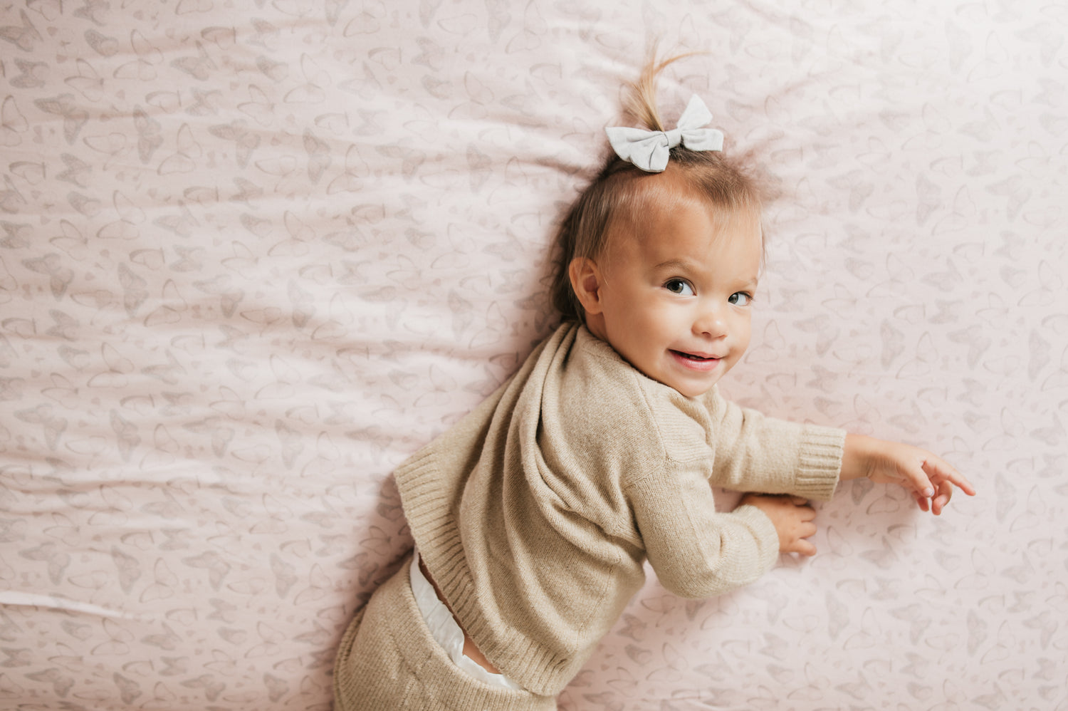 Organic Cotton Jersey Crib Sheet in Butterfly Dreamscape