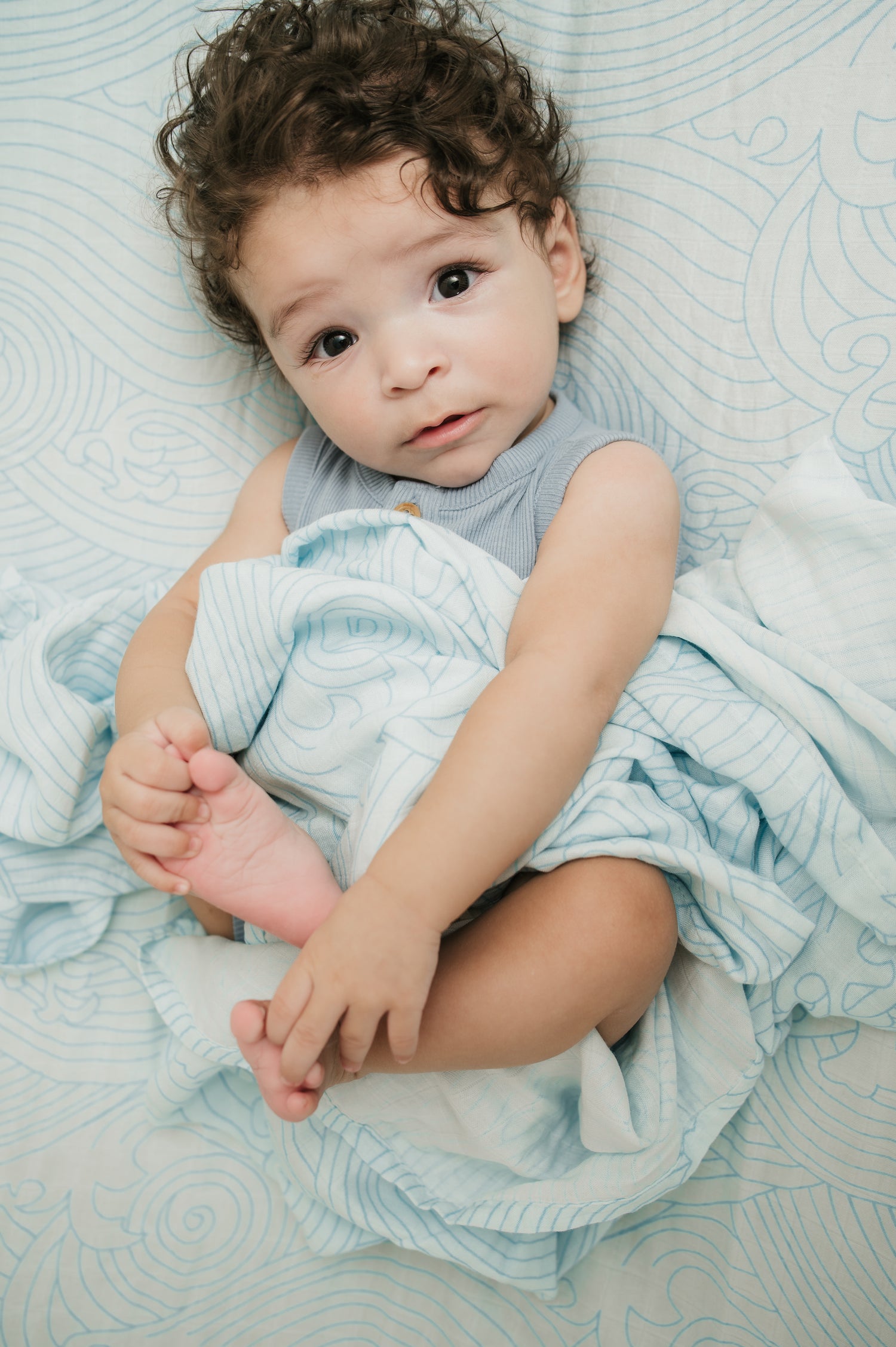 Organic Crashing Sea Waves Bamboo Cotton Blend Crib Sheet