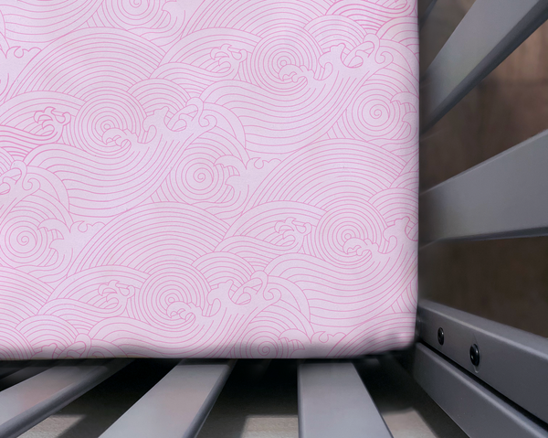 Pink Crashing Sea Waves Organic Crib Sheet